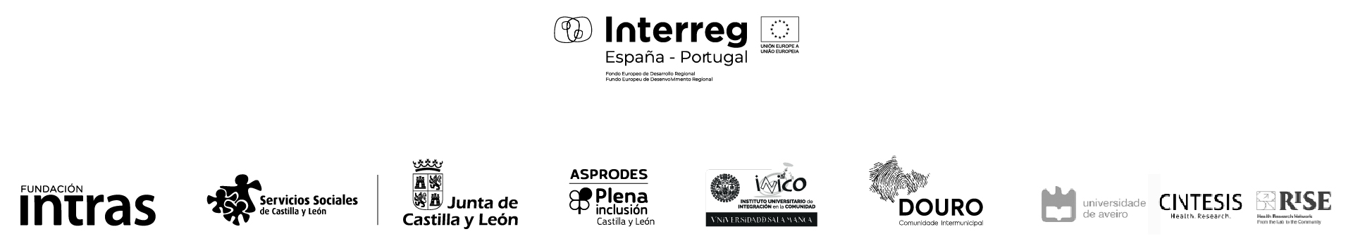 logotipos INTERREG VA España-Portugal (POCTEP) y parceiros del proyecto